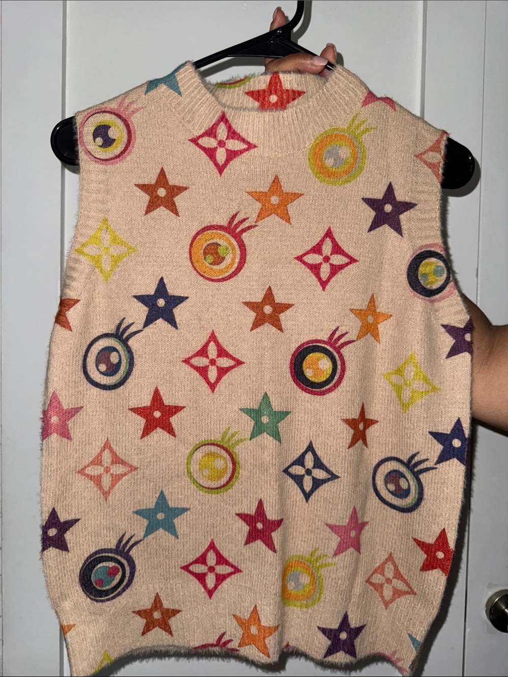 Women’s Multicolor Logo-Print Sleeveless Sweater Vest